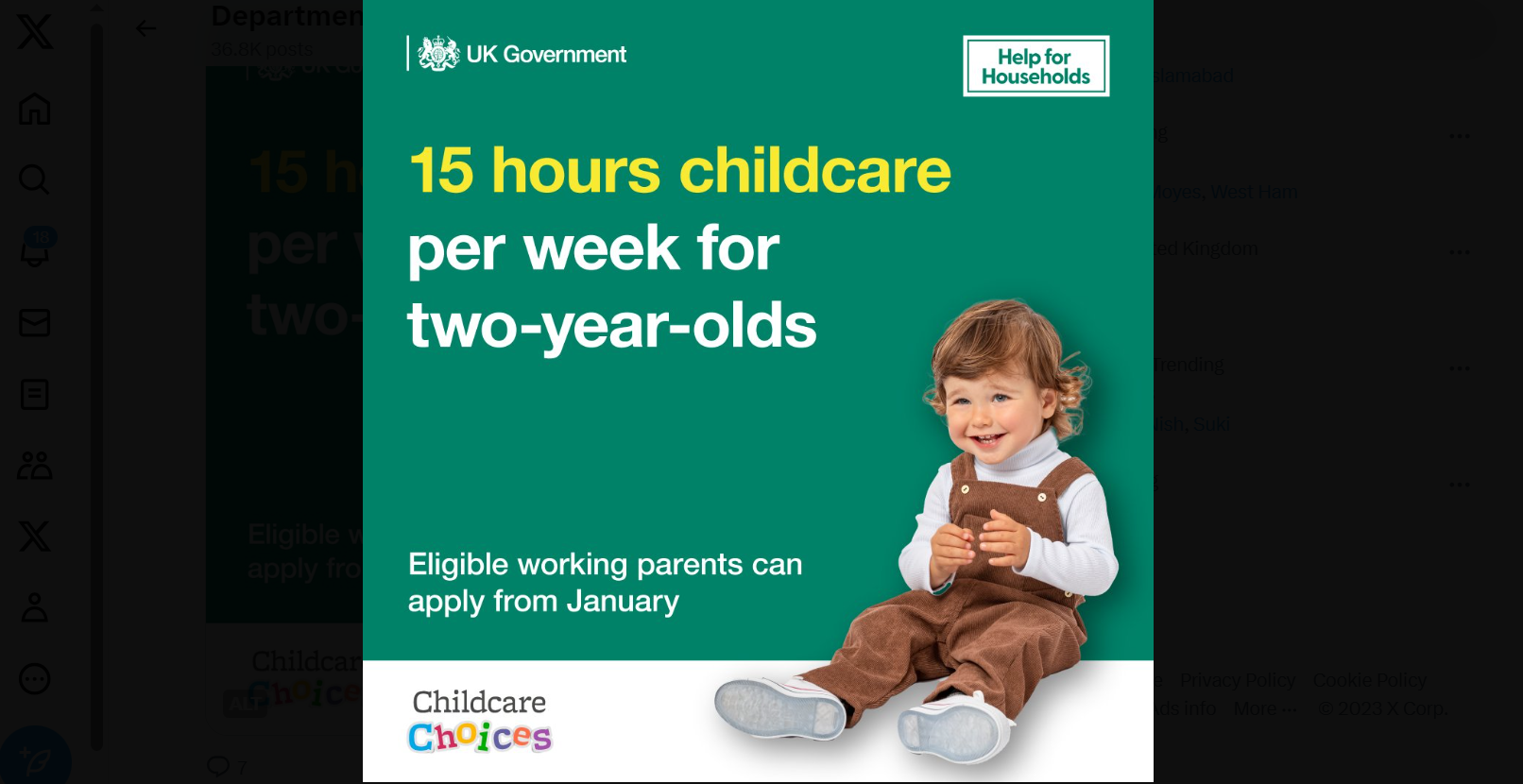 Applications now open for 15 hours free childcare per week for eligible